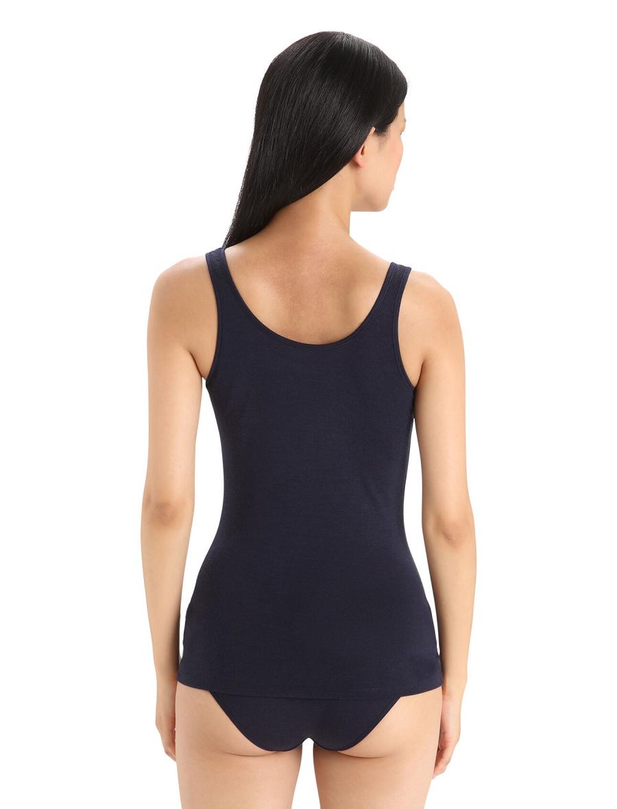 Midnight Navy Women's Icebreaker Merino Siren Tank Top Underwear | USA 1712ZUTG